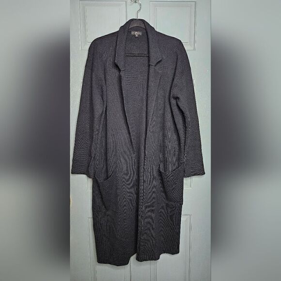 J Crew long length wool/cotton blend cardigan, black, women's size medium - Picture 1 of 8